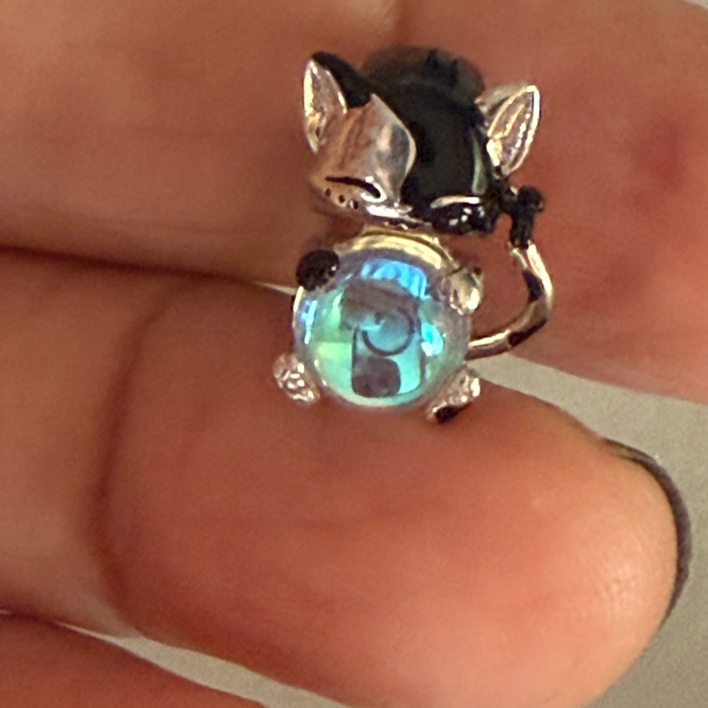 Silver Cat Ring With Blue Gem - image 7